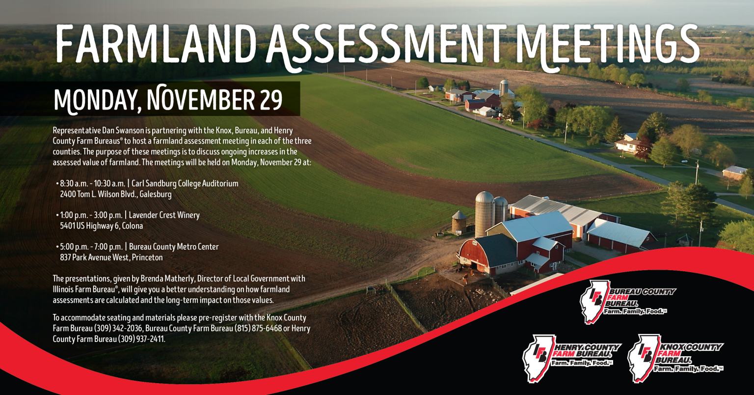 Swanson hosts Farmland Assessment Meetings with Knox, Bureau and Henry